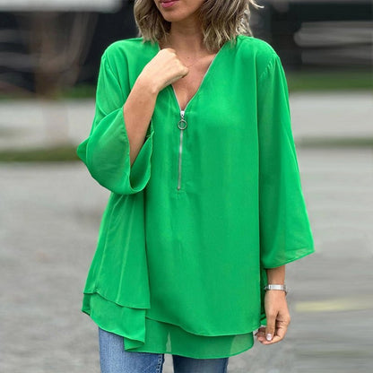 Vrouwelijke Chiffon Bloes Lichte Zomerkleding