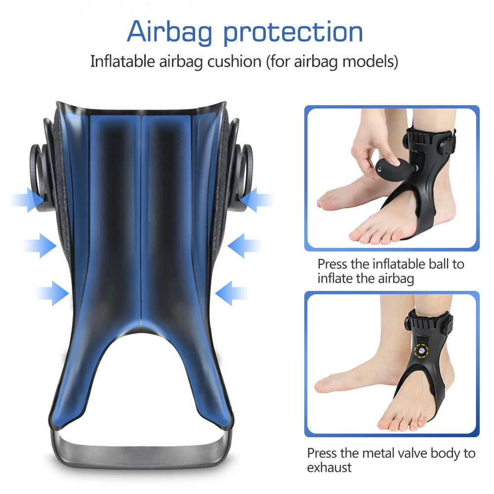 Enkelsteun Brace met Opblaasbaar Luchtkussen voor Voetreflex Correctie Licht en Ademend Orthopedische Voetorthese met Verstelbare Gespen