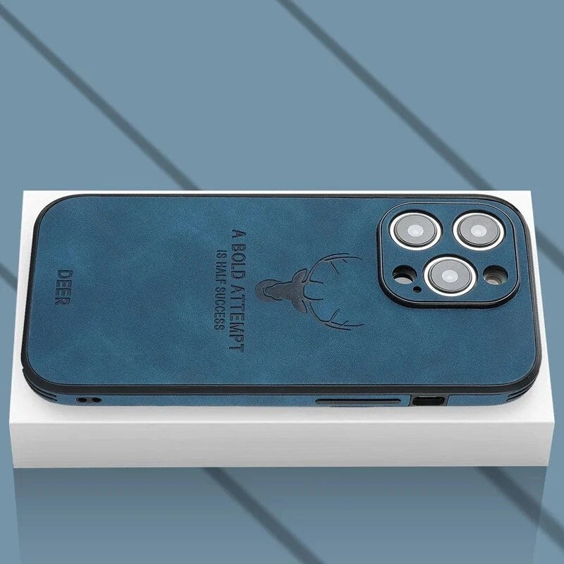 Luxe Wildleren iPhone Hoes Zwart Bruin Donkergroen Lichtblauw Beschermhoes met Shockabsorptie Camerabescherming