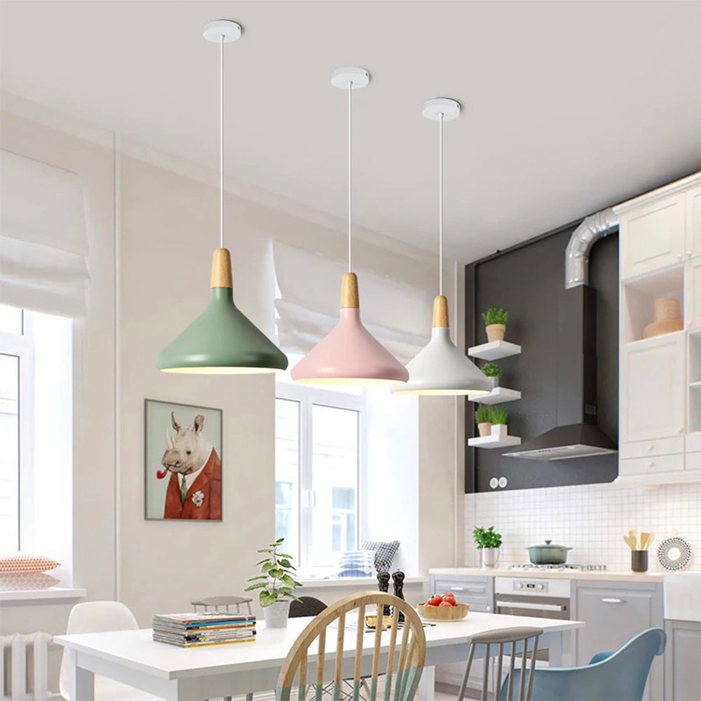 Hanglamp Scandinavisch Aluminium Hout Wit E27 Eettafel Woonkamer Minimalistisch Design Verlichting Keukeneiland