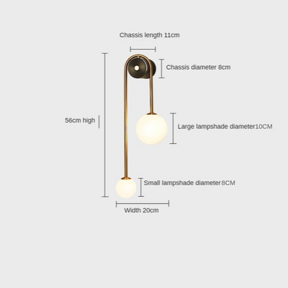 Goudkleurige Wandlamp met Wit Glazen Bol – Modern Scandinavisch Design voor Hal & Gang