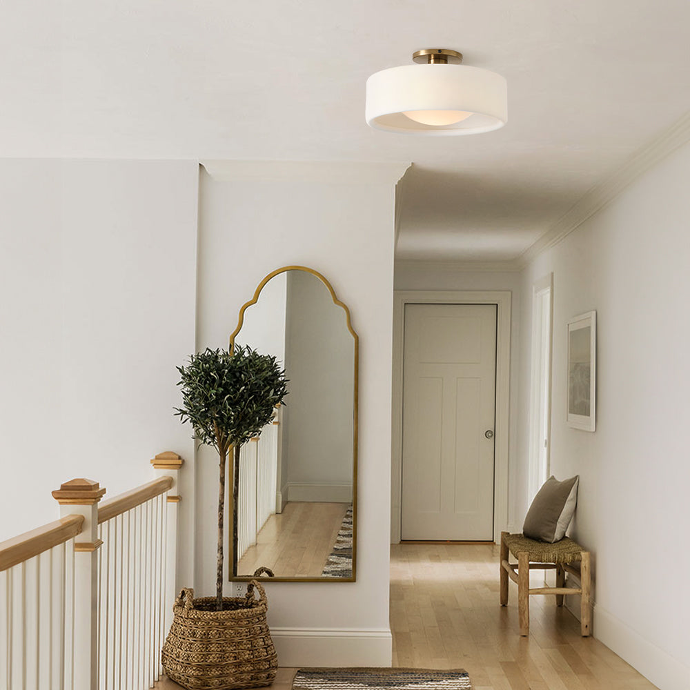 Keramische Plafondlamp Scandinavisch Design met Halfrond Porselein Kap