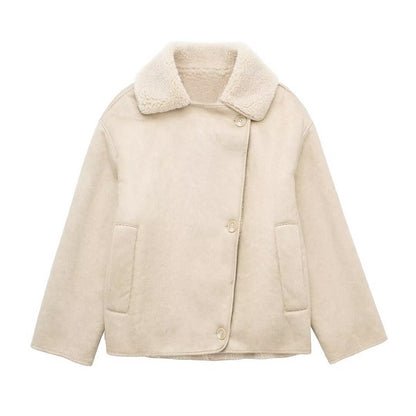 Dames Pilotenjas Teddy Voering Oversized met Knopen