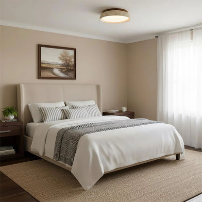Depiara plafondlamp travertin hout LED 3000K beige plafondverlichting woonkamer slaapkamer hal badkamer modern minimalistisch