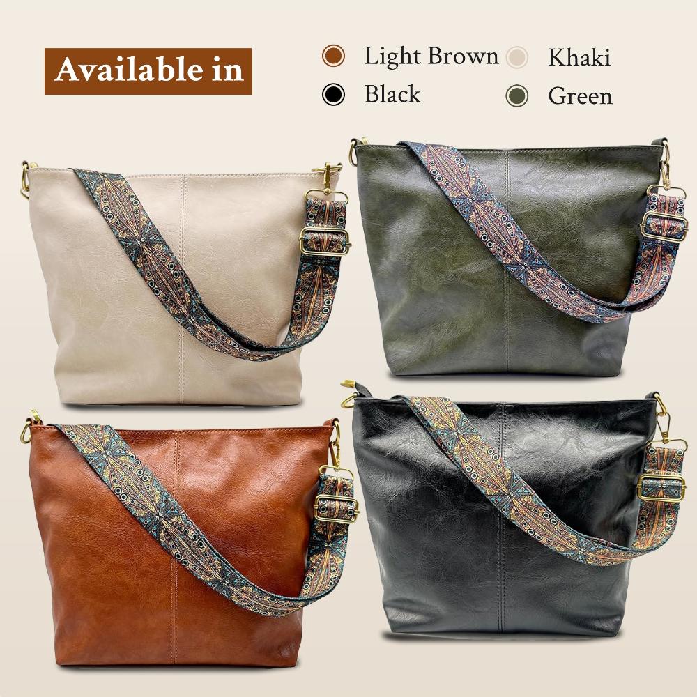 Leren Schoudertas Vintage Stijl Dames Cross-Body Handtas Verstelbare Riem Magnetische Sluiting Casual Chic