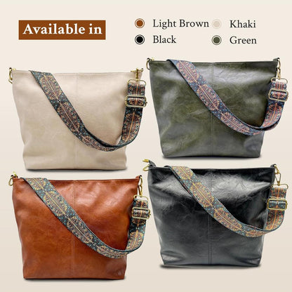 Leren Schoudertas Vintage Stijl Dames Cross-Body Handtas Verstelbare Riem Magnetische Sluiting Casual Chic