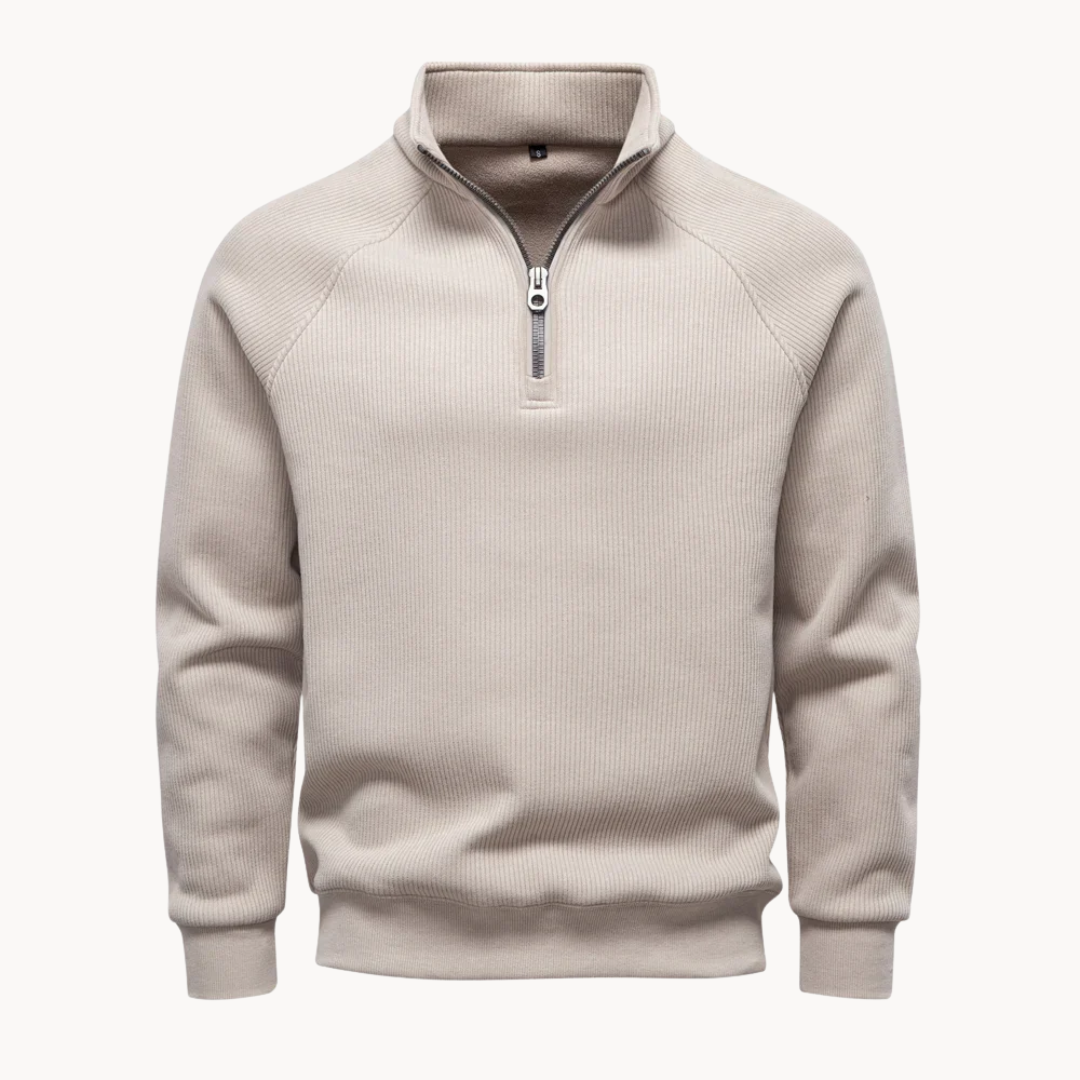 Heren Trui Katoenmix Quarter-Zip Casual Fit