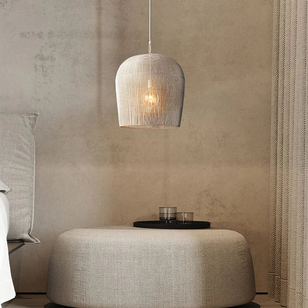 Japandi Rotan Hanglamp Handgeweven Wit Zwart Rond 31cm tot 61cm Eetkamer Woonkamer