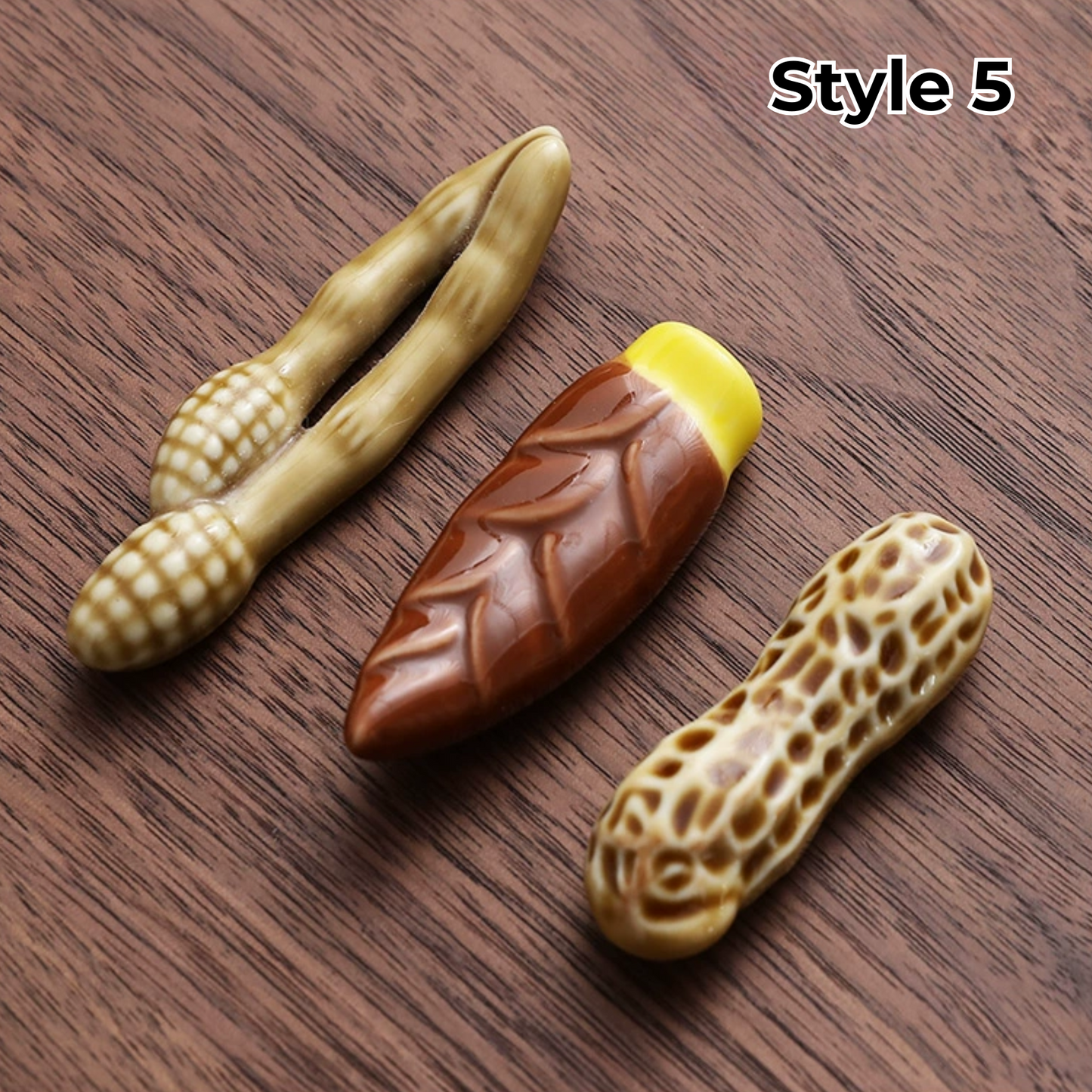 Keramische Eetstokjessteun met Dier- en Fruitmotieven – Set van 3