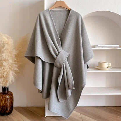 Lichte Poncho Cape met Bescherming tegen Wind en Kou – Warme Shawl voor Najaar en Winter
