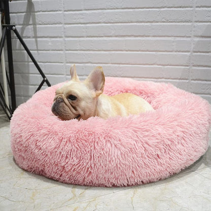 Huisdiermand Pluche Rond met Verhoogde Rand Grijs Bruin Roze voor Honden en Katten 40-120 cm Wasbaar Rustgevend Ontwerp