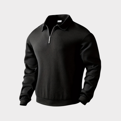 Herensporttrui Quarter Zip Zwart Premium Kwaliteit