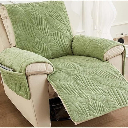 Stoelhoes voor Relaxstoel met Bladpatroon – Universele Slipcover voor Fauteuil Bescherming tegen Vlekken – Antislip Hoes met Groen Motief