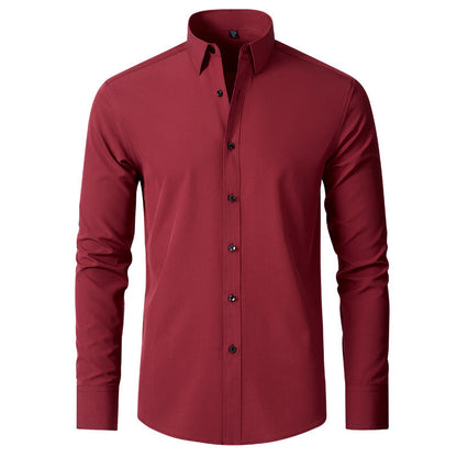 Herenshirt Lange Mouwen Slim Fit Stretch Met Stropdas