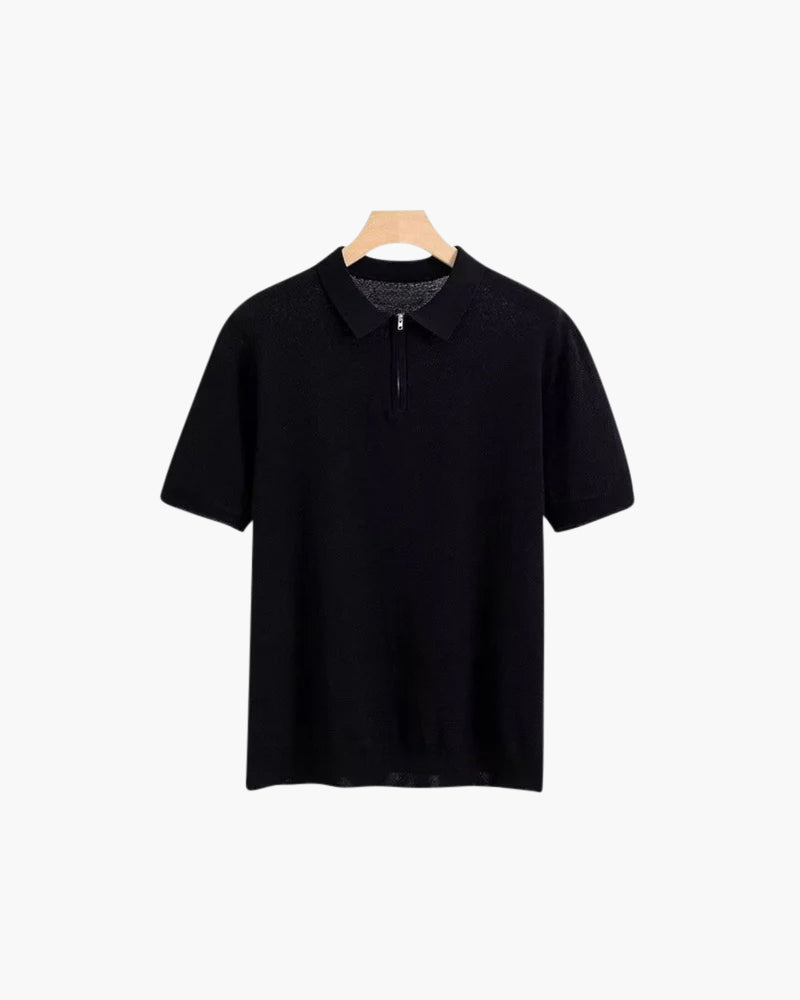 Heren Polo Korte Mouwen Gebreid Brooks Rits