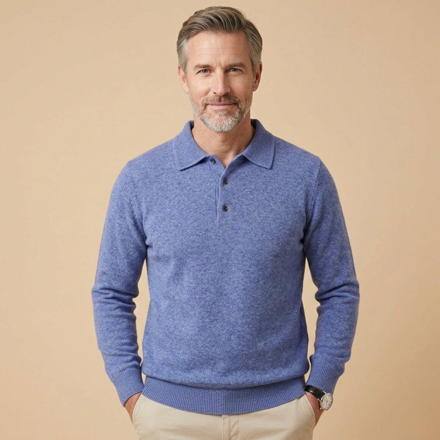 Mannen Poloshirt Lange Mouwen Stijlvol Klassiek