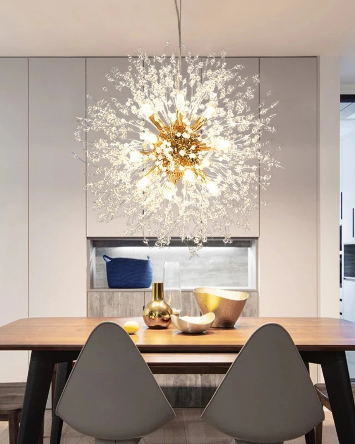 Stervormige Kroonluchter met Metalen Takken Goud Zilver voor Woonkamer Eetkamer Modern Interieur Hanglamp Plafondverlichting 40-60cm
