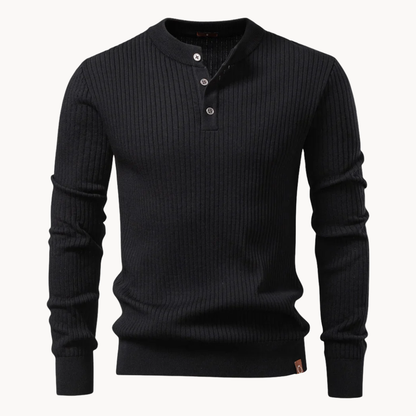 Ribgebreide Henley Trui Comfortabel en Verfijnd