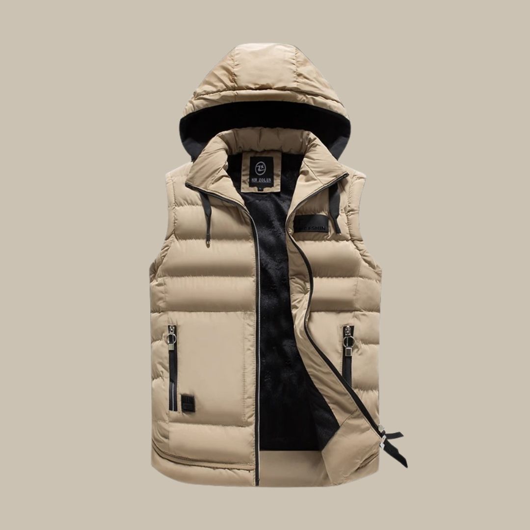 Heren Donzen Vest Zwart Met Capuchon Warm en Stijlvol