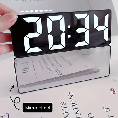 Digitale LED Spiegelwekker met Datum en Temperatuur — Minimalistisch Design voor Slaapkamer en Bureau