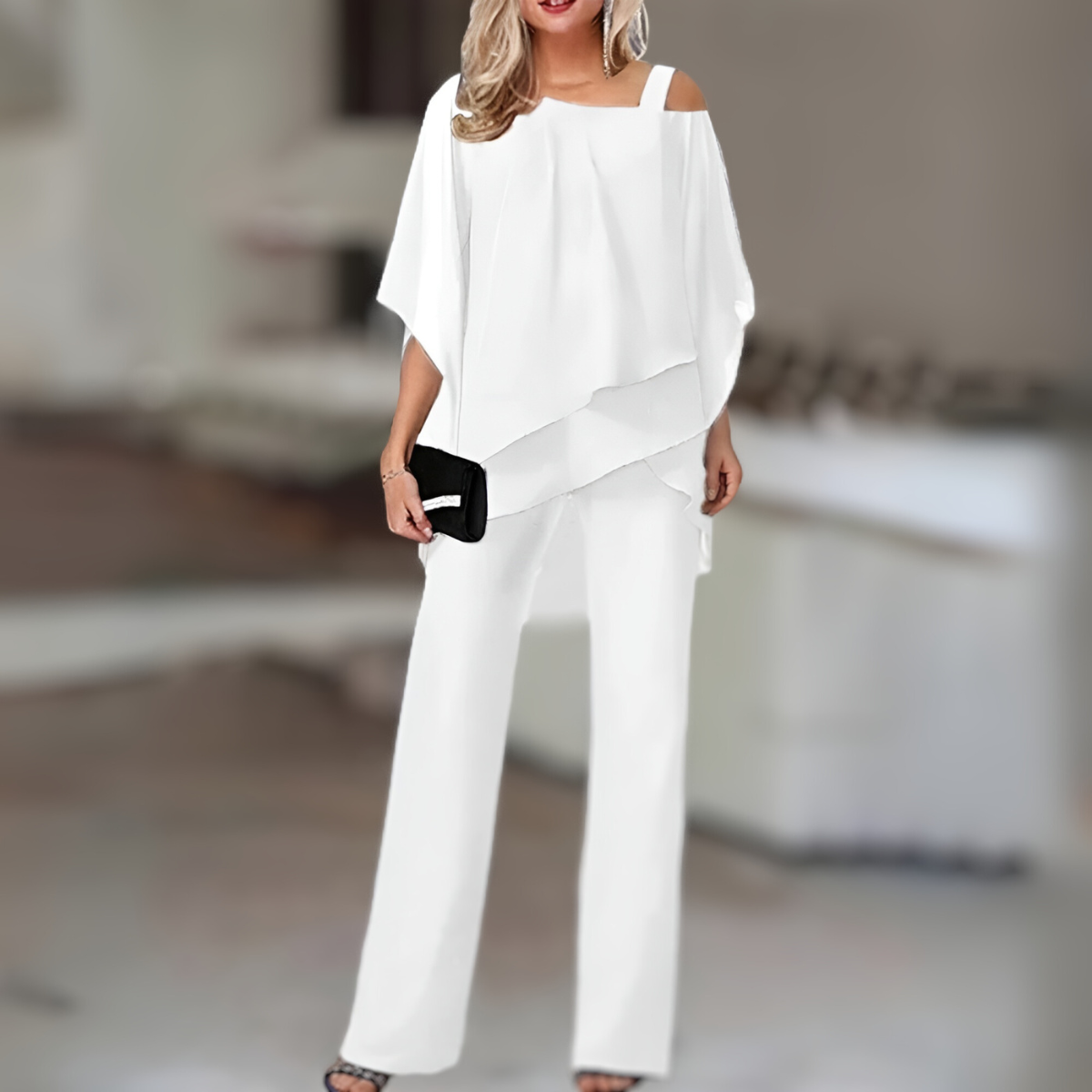 Dames Co-ord Set Off-Shoulder Elegante Jurk Blazer