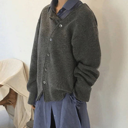 Damesvest Zacht met Diagonale Knoopsluiting