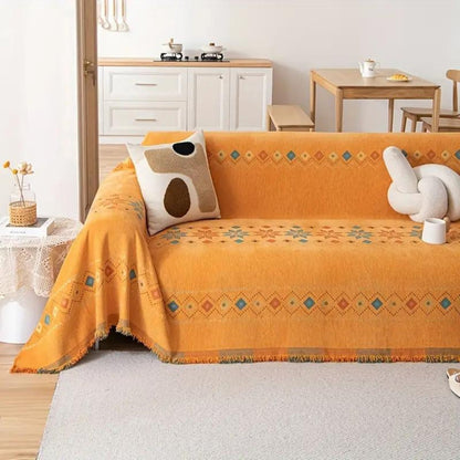 Bohemian bankhoes met anti-slip onderkant – stijlvolle meubelbescherming met kwastdetails
