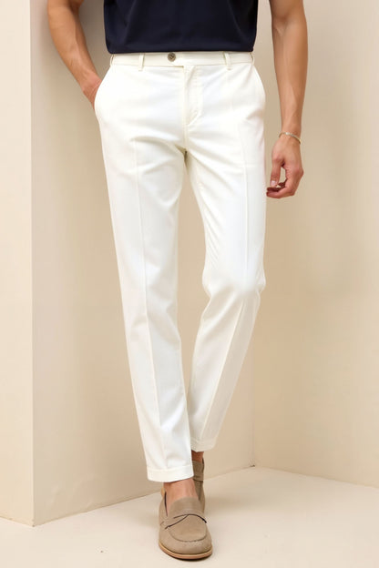 Witte Chino Broek Heren Slim Fit Moderne Stijl
