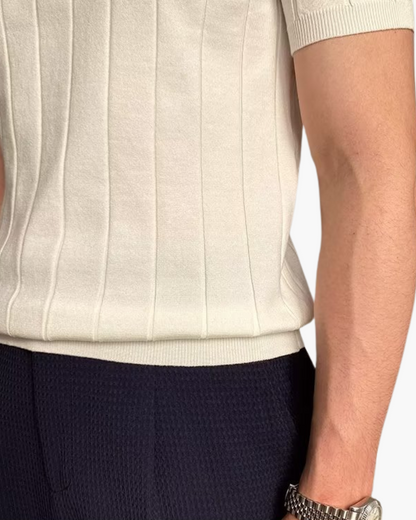 Heren Poloshirt Slim Fit Ribbel Gebreid Design