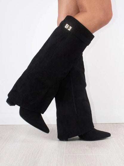 Dameslaarzen Suède Goudkleur Elegante Hak