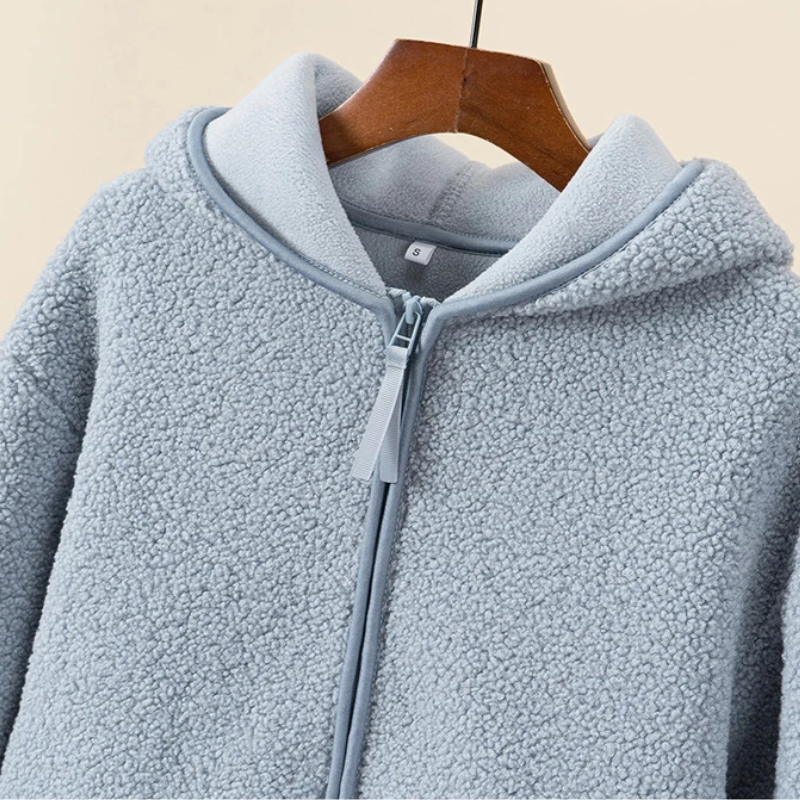 Vrouwelijke Fleece Vest met Capuchon Zacht Sherpa Jasje