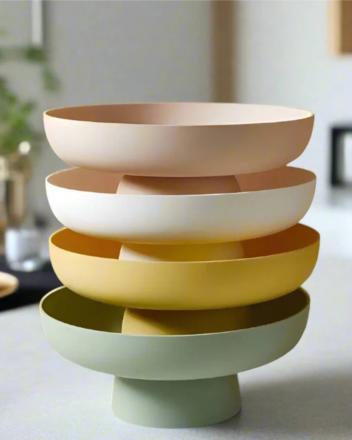 Vintage Serveerkom Retro Stijl Pastelkleuren Keramiek Grote Schaal Salade Ontbijt Scandinavisch Interieur Tafelaccessoire