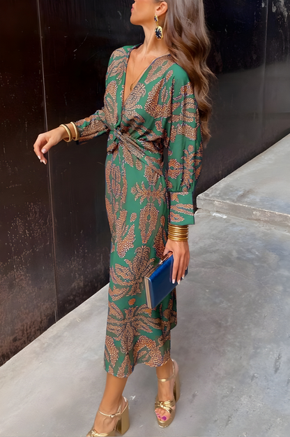 Maxi Jurk met V-Hals en Knoopdetails voor Dames