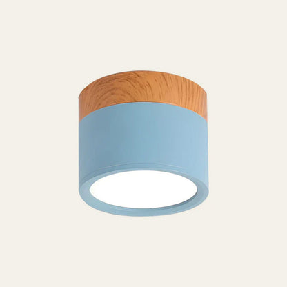 Cylinder kleine plafondlamp LED hout modern plafond hal woonkamer compact design