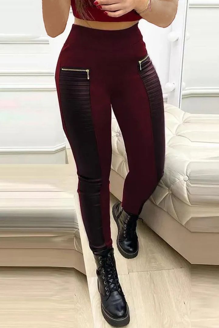 Leren Broek Met Rits Sluiting