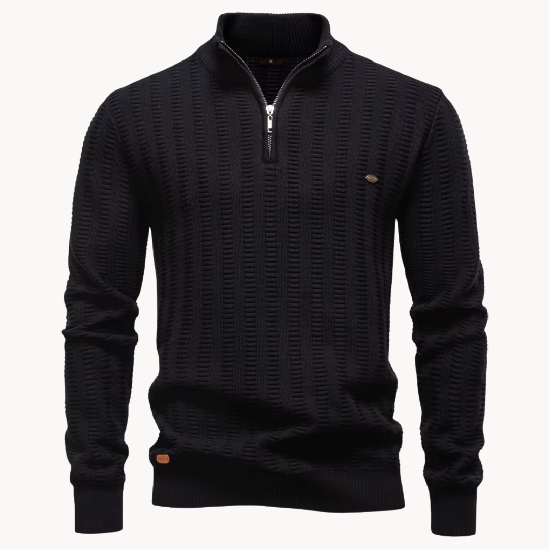 Heren Trui Katoen Quarter-Zip Met Textuur