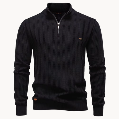 Heren Trui Katoen Quarter-Zip Met Textuur
