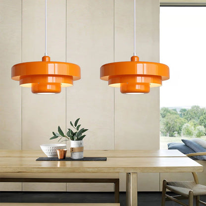 Hanglamp Metaal Gelaagd Ø35cm Oranje E27 Eettafel Woonkamer Retro Design Verlichting Industrieel Modern