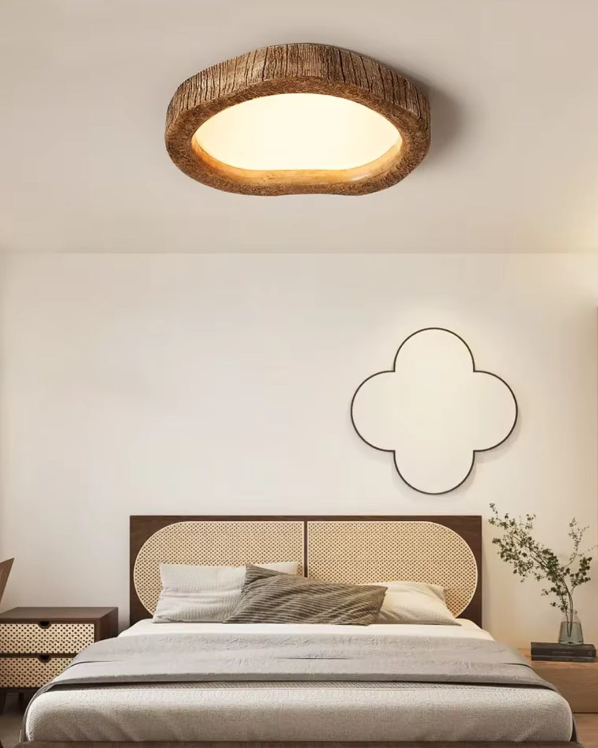 Sansoti | Ronde Plafondlamp Houtlook voor Slaapkamer en Woonkamer – Moderne LED Verlichting