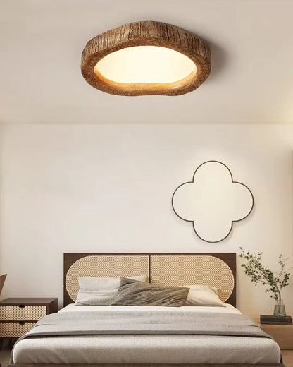 Sansoti | Ronde Plafondlamp Houtlook voor Slaapkamer en Woonkamer – Moderne LED Verlichting