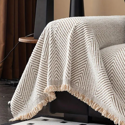 Bankhoes Herringbone Visgraatpatroon Gestreept – Beschermhoes voor Bank 1/2/3/4-Zits Stretch Sofahoes Waterafstotend Antislip