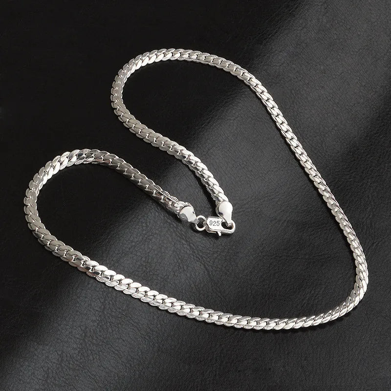 Elegante Sterling Zilveren Schakelketting 925 – Minimalistisch Sieraad voor Dagelijks Gebruik en Feestelijke Gelegenheden
