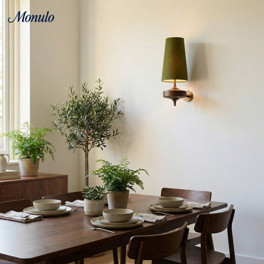 Retro Wandlamp met Stoffen Kap – Vintage Verlichting voor Slaapkamer