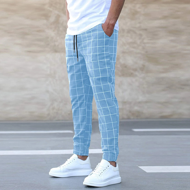 Heren Broek Slim Fit Geruit Modern