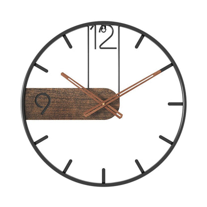 Stalen wandklok met walnootaccent – industrieel design met warm hout – modern uurwerk voor woonkamer, kantoor of keuken – ø 40 cm
