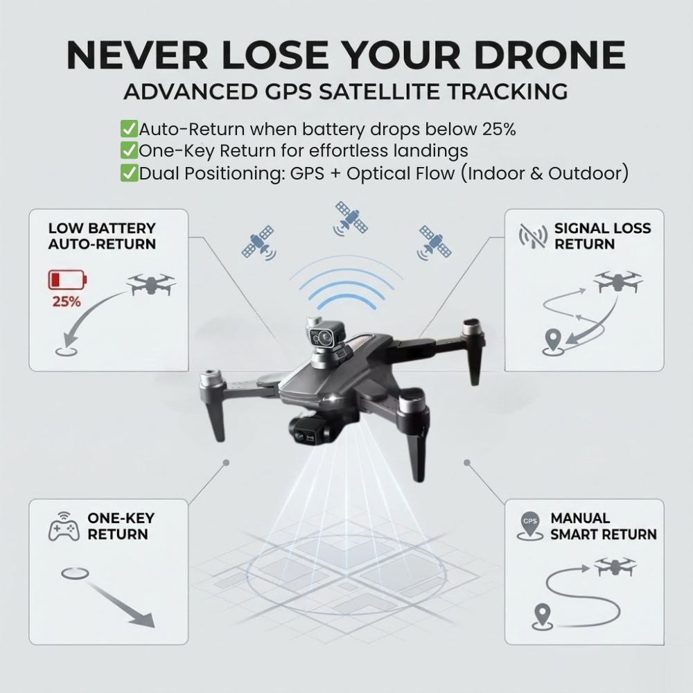 Professionele Camera Drone met 8K Dual Camera en GPS-stabilisatie – Borstelloze Motoren
