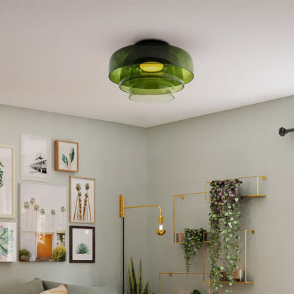 Design Glazen Plafondlamp met Gelaagde Structuur — Elegant Lichtspel voor Eetkamer, Woonkamer en Slaapkamer