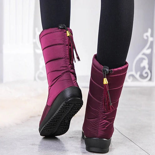 Gevoerde Waterdichte Winterlaarzen Dames met Antislipzool – Warme Polyester Snowboots voor Brede Voeten
