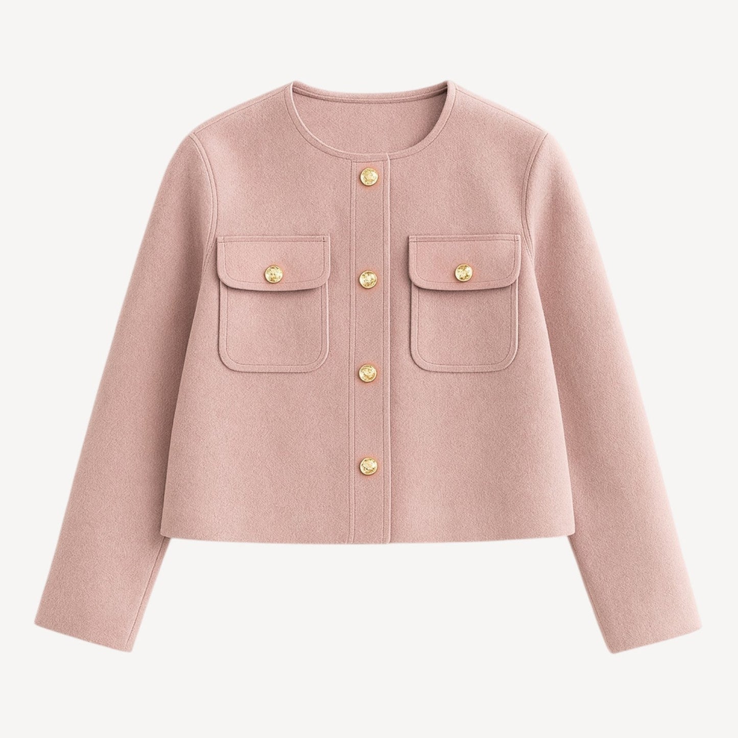 Dames Korte Jas Elegant met Goudkleurige Knopen