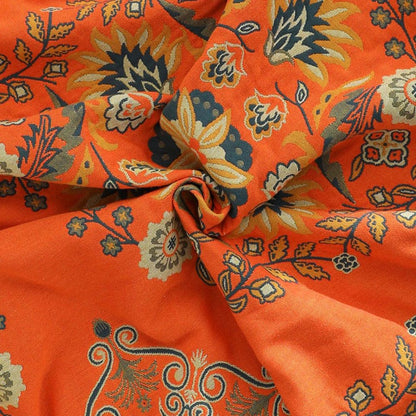 Omkeerbare Katoenen Plaid Marigold – Zachte Deken met Bloemenpatroon Oranje Turquoise – Vintage Landelijke Stijl voor Bank Picknick Bed